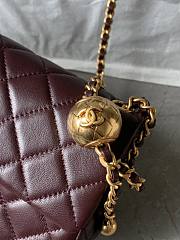 Chanel Flap Bag Red Wine Lambskin Bell 13x20x7cm - 3