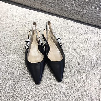 Dior Slingback Pump Black Leather Flat