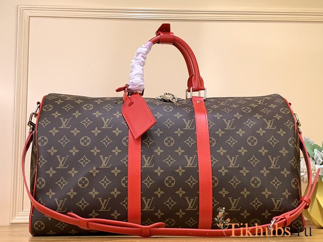 Louis Vuitton LV Keepall Bandoulière 50 Monogram Macassar Red 50 x 29 x 23 cm - 1