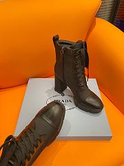 Prada Brushed Leather And Nylon Laced Booties Black 9cm - 5