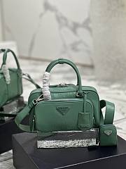 Prada Multi-pocket Leather Tote Bag Green 24.5x14x8cm - 1