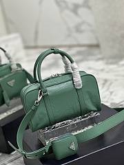 Prada Multi-pocket Leather Tote Bag Green 24.5x14x8cm - 6