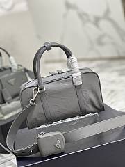 Prada Multi-pocket Leather Tote Bag Grey 24.5x14x8cm - 5