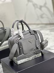 Prada Multi-pocket Leather Tote Bag Grey 24.5x14x8cm - 3