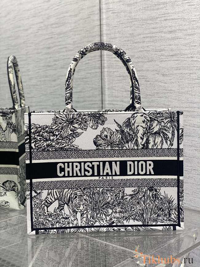 Dior Medium Book Tote White and Black Toile de Jouy 36cm - 1