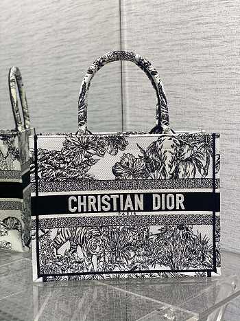 Dior Medium Book Tote White and Black Toile de Jouy 36cm