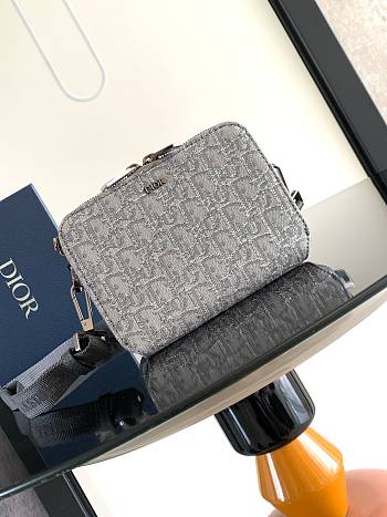 Dior Pouch Messenger Shoulder Bag Canvas Leather Gray 17 x 12.5 x 5cm