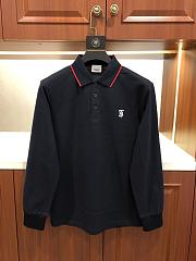 Burberry Polo Shirt Long Sleeve Black  - 1