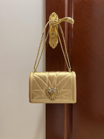 Dolce & Gabbana Quilted Devotion Gold Bag 26x18x7.5cm