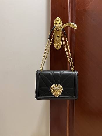 Dolce & Gabbana Quilted Devotion Black Bag 26x18x7.5cm