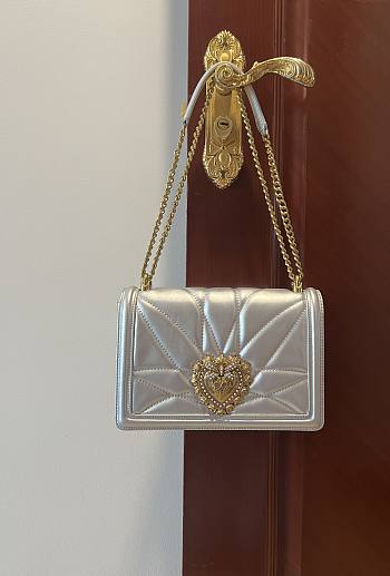 Dolce & Gabbana Quilted Devotion Silver Bag 26x18x7.5cm