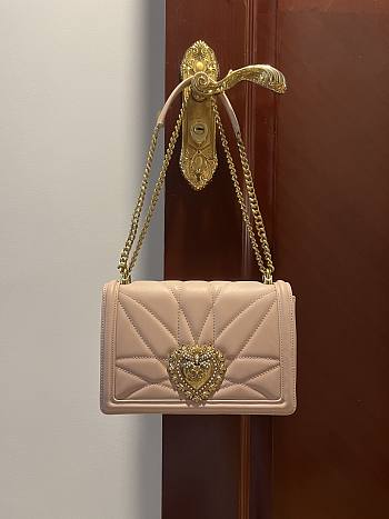Dolce & Gabbana Quilted Devotion Pink Bag 26x18x7.5cm
