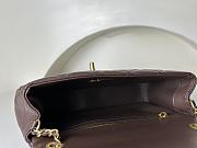 Chanel Small Handle Flap Bag Lambskin Wood Gold Brown 21x13.5x6cm - 6