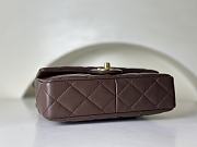 Chanel Small Handle Flap Bag Lambskin Wood Gold Brown 21x13.5x6cm - 4