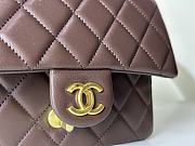 Chanel Small Handle Flap Bag Lambskin Wood Gold Brown 21x13.5x6cm - 2