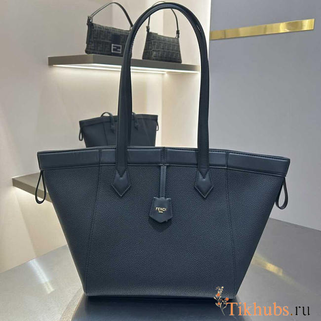 Fendi Origami Medium Black Leather Bag 27x27x16.5cm - 1