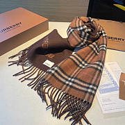 Burberry Reversible Check Cashmere Scarf Brown 168x30cm - 1
