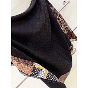 Louis Vuitton LV Silk Monogram Scarf Black And Brown 130x130cm - 3