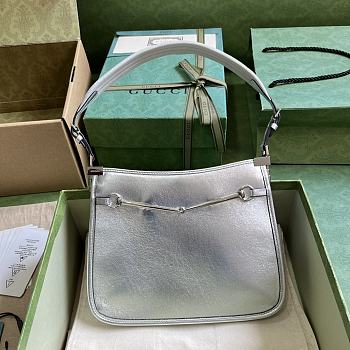 Gucci Horsebit Slim Small Shoulder Bag Silver 23x18.5x3cm