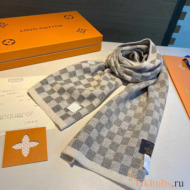 Louis Vuitton LV Néo Petit Damier Scarf Grey 180x35cm - 1