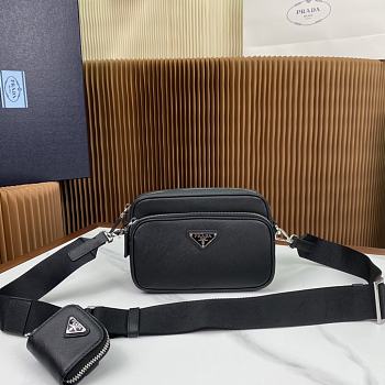 Prada Saffiano Leather Shoulder Bag Black 20x13.5x7cm