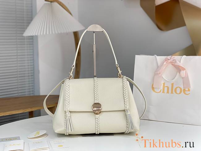 Chloe Penelope Medium Soft Shoulder Bag White 35x24x13cm - 1