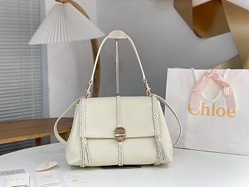Chloe Penelope Medium Soft Shoulder Bag White 35x24x13cm