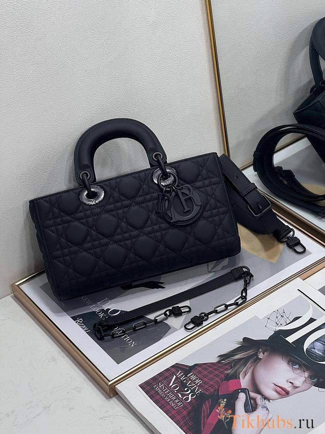 Dior Medium Lady D-Joy Bag Ultramatte Black Cannage Calfskin 26 x 13.5 x 5 cm - 1