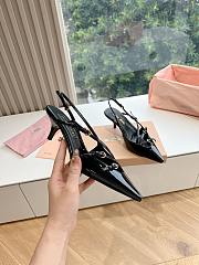 Miu Miu Patent Buckle-Trio Slingback Pumps Black 3cm - 5