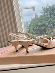 Miu Miu Patent Buckle-Trio Slingback Pumps Beige 3cm - 5