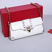 Valentino Garavani Rockstud Brushed Calfskin White Shoulder Bag 26x13x7cm - 1