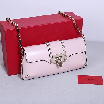 Valentino Garavani Rockstud Brushed Calfskin Pink Shoulder Bag 26x13x7cm