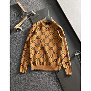 Gucci GG Wool Jacquard Sweater Camel And Black - 1