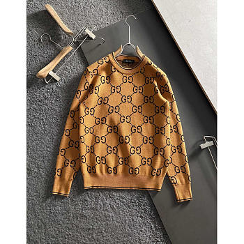 Gucci GG Wool Jacquard Sweater Camel And Black