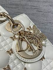 Dior Small Lady Bag White Gold-Finish Butterfly Studs 20cm - 6