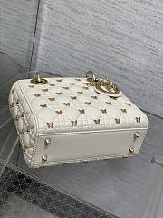 Dior Small Lady Bag White Gold-Finish Butterfly Studs 20cm - 3