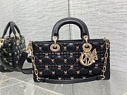 Dior Medium Lady D-joy Bag Black Gold-Finish Butterfly Studs 26cm - 1