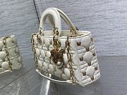 Dior Medium Lady D-joy Bag White Gold-Finish Butterfly Studs 26cm - 4