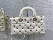 Dior Medium Lady D-joy Bag White Gold-Finish Butterfly Studs 26cm - 3