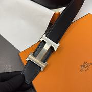 Hermes Black Brown Belt Silver 3.8cm - 4