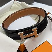 Hermes Black Brown Belt Silver 3.8cm - 3