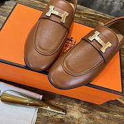 Hermes Brown Gold Loafer - 3