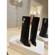 Givenchy Shark Lock Boots Satin With Strass Black - 1