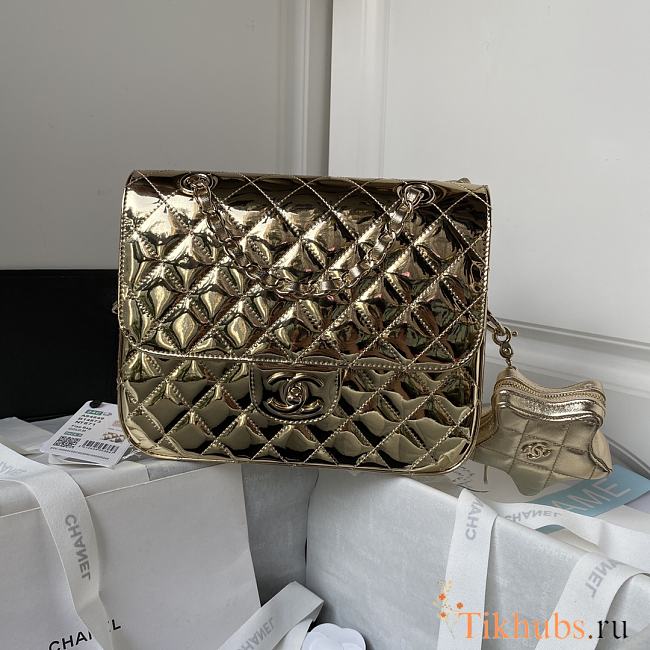 Chanel Backpack Star Coin Purse Metallic Calfskin Gold Light Gold 22.5 × 22.5 × 6 cm - 1