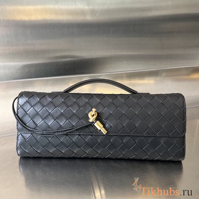 Bottega Veneta Long Clutch Andiamo With Handle Black 31x13x3cm - 1