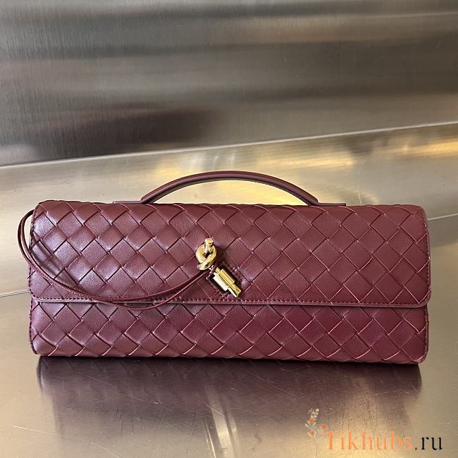 Bottega Veneta Long Clutch Andiamo With Handle Red Wine 31x13x3cm - 1