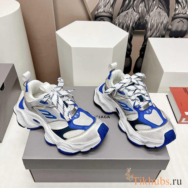 Balenciaga Cargo Sneakers In White And Blue - 1