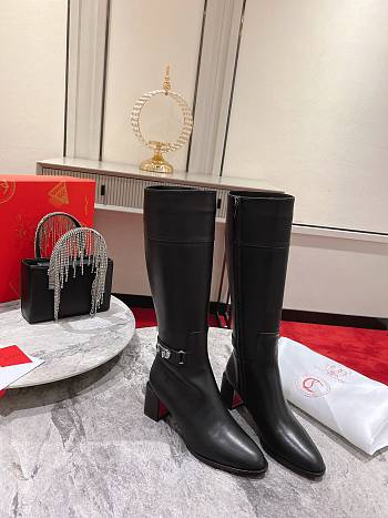 Christian Louboutin Lock Botta Leather Knee High Boots 7cm