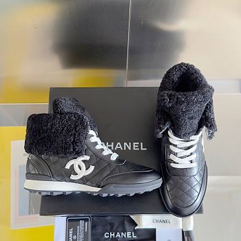 Chanel Black Shearling Sneaker