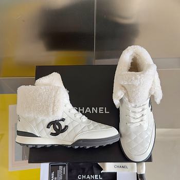 Chanel White Shearling Sneaker